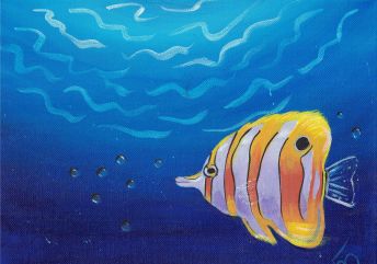 acrylic painting of butterfly fish