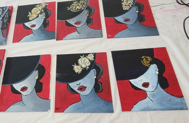 Paintings of a lady in a hat
